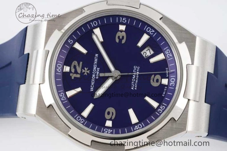 Overseas 47040 SS PPF 1:1 Best Edition Blue Textured Dial on Blue Rubber Strap A1226