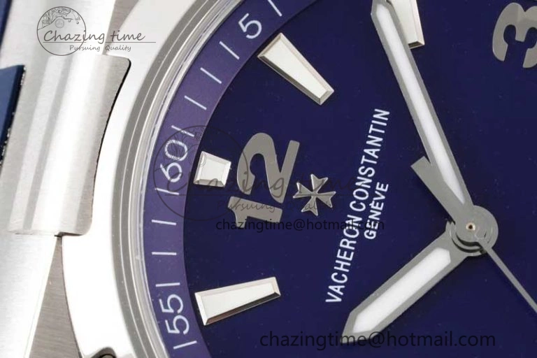 Overseas 47040 SS PPF 1:1 Best Edition Blue Textured Dial on Blue Rubber Strap A1226