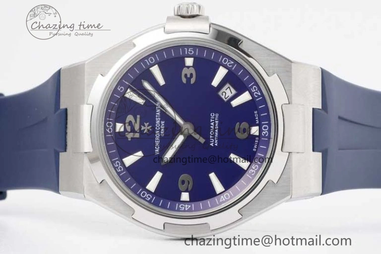 Overseas 47040 SS PPF 1:1 Best Edition Blue Textured Dial on Blue Rubber Strap A1226