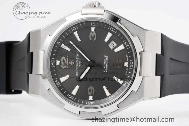 Overseas 47040 SS PPF 1:1 Best Edition Gray Textured Dial on Black Rubber Strap A1226