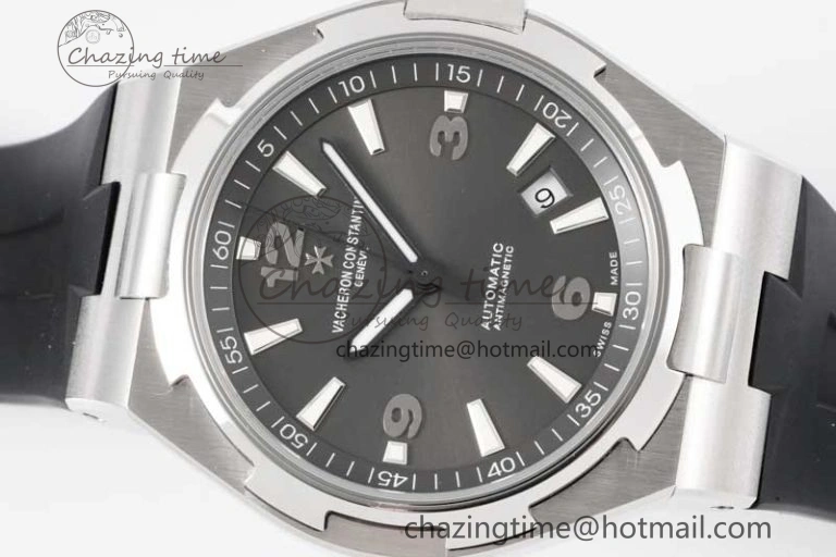 Overseas 47040 SS PPF 1:1 Best Edition Gray Textured Dial on Black Rubber Strap A1226