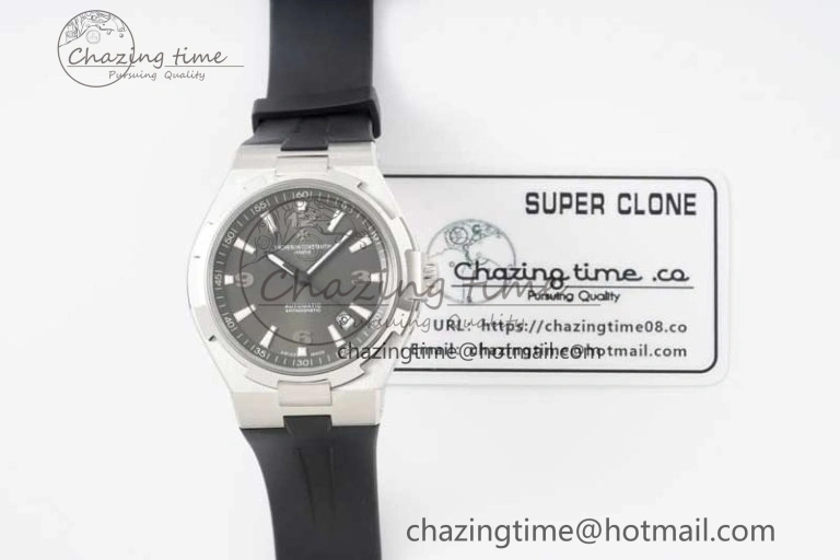 Overseas 47040 SS PPF 1:1 Best Edition Gray Textured Dial on Black Rubber Strap A1226