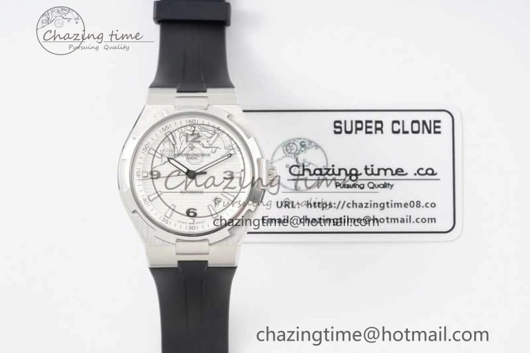 Overseas 47040 SS PPF 1:1 Best Edition White Textured Dial on Black Rubber Strap A1226