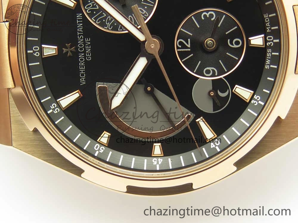 Overseas Dual Time Power Reserve RG TWA Best Edition Black Dial on Black Rubber Strap A1222