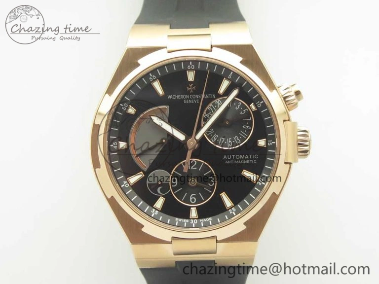 Overseas Dual Time Power Reserve RG TWA Best Edition Black Dial on Black Rubber Strap A1222