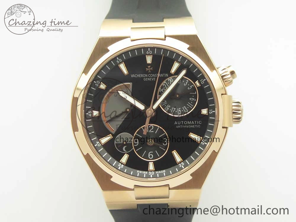 Overseas Dual Time Power Reserve RG TWA Best Edition Black Dial on Black Rubber Strap A1222