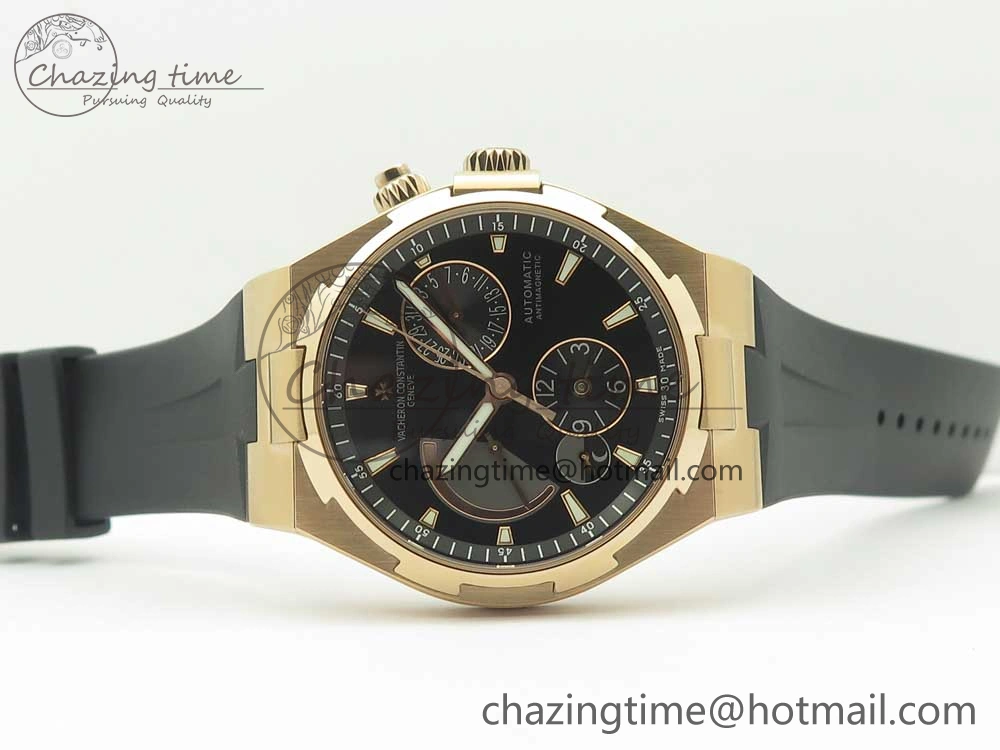 Overseas Dual Time Power Reserve RG TWA Best Edition Black Dial on Black Rubber Strap A1222