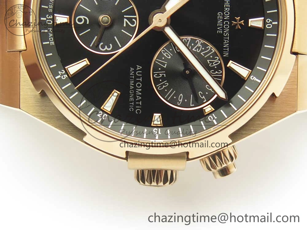 Overseas Dual Time Power Reserve RG TWA Best Edition Black Dial on Black Rubber Strap A1222