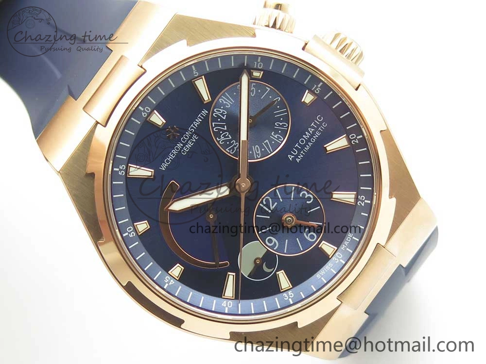 Overseas Dual Time Power Reserve RG TWA Best Edition Blue Dial on Blue Rubber Strap A1222