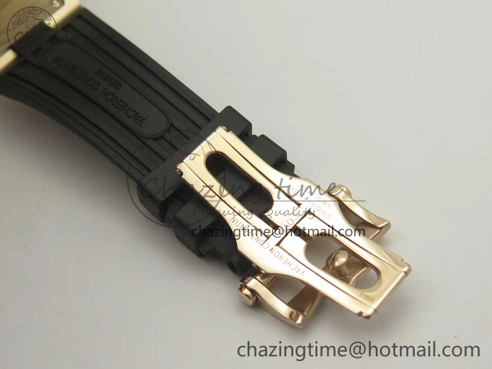 Overseas Dual Time Power Reserve RG TWA Best Edition Silver Dial on Black Rubber Strap A1222