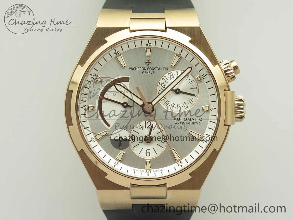 Overseas Dual Time Power Reserve RG TWA Best Edition Silver Dial on Black Rubber Strap A1222
