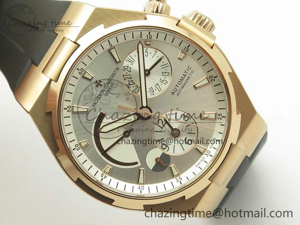 Overseas Dual Time Power Reserve RG TWA Best Edition Silver Dial on Black Rubber Strap A1222