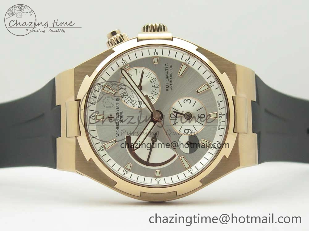 Overseas Dual Time Power Reserve RG TWA Best Edition Silver Dial on Black Rubber Strap A1222