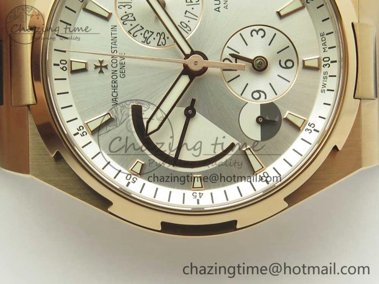 Overseas Dual Time Power Reserve RG TWA Best Edition Silver Dial on Black Rubber Strap A1222
