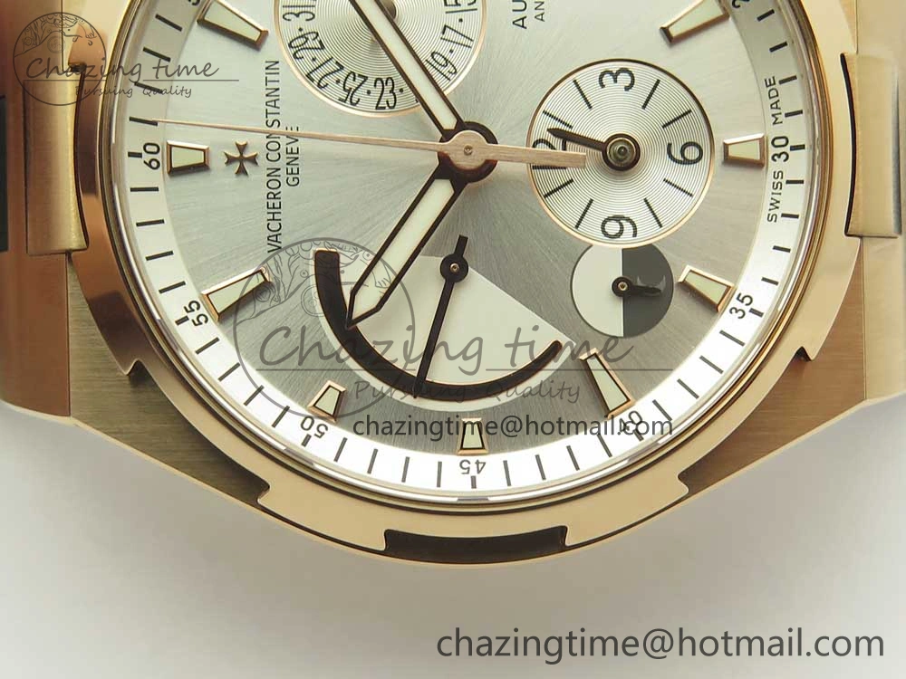 Overseas Dual Time Power Reserve RG TWA Best Edition Silver Dial on Black Rubber Strap A1222