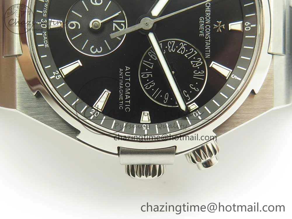 Overseas Dual Time Power Reserve TWA Best Edition Black Dial on Black Rubber Strap A1222