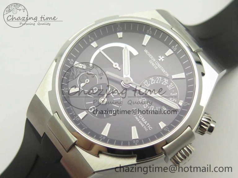 Overseas Dual Time Power Reserve TWA Best Edition Black Dial on Black Rubber Strap A1222