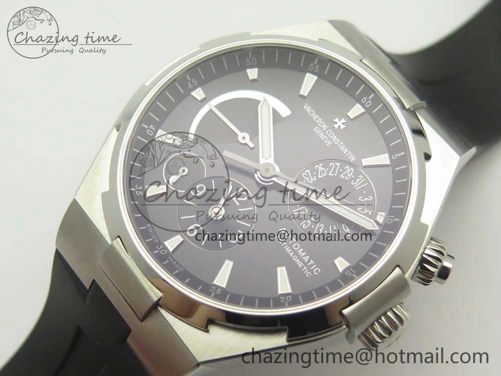 Overseas Dual Time Power Reserve TWA Best Edition Black Dial on Black Rubber Strap A1222