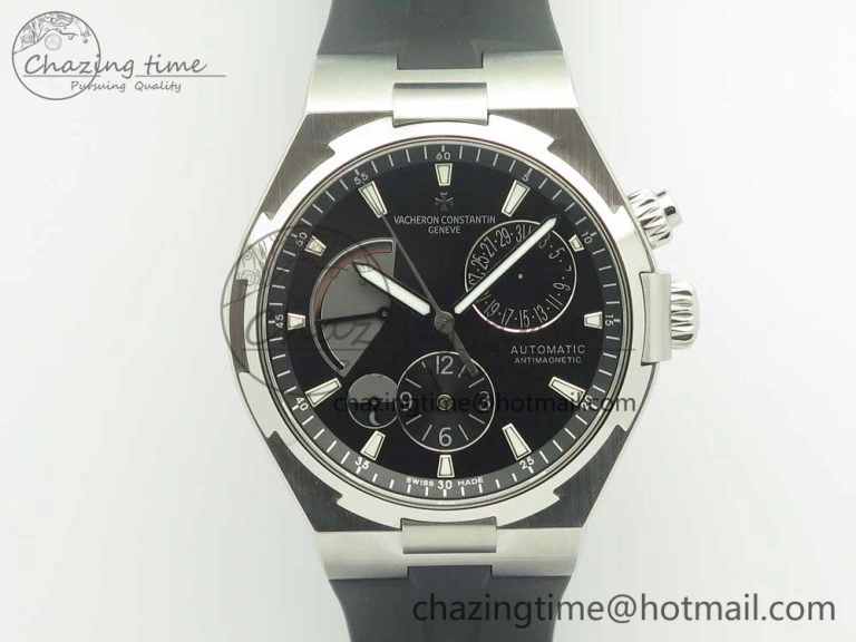 Overseas Dual Time Power Reserve TWA Best Edition Black Dial on Black Rubber Strap A1222