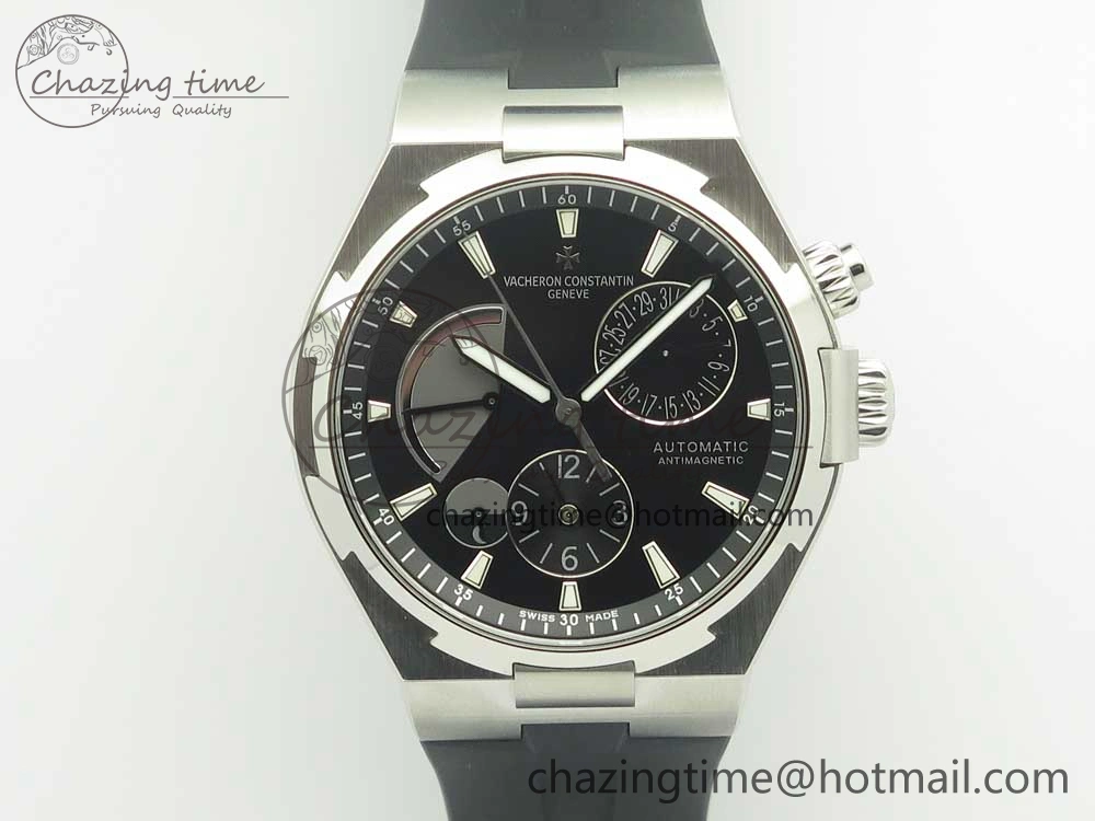 Overseas Dual Time Power Reserve TWA Best Edition Black Dial on Black Rubber Strap A1222