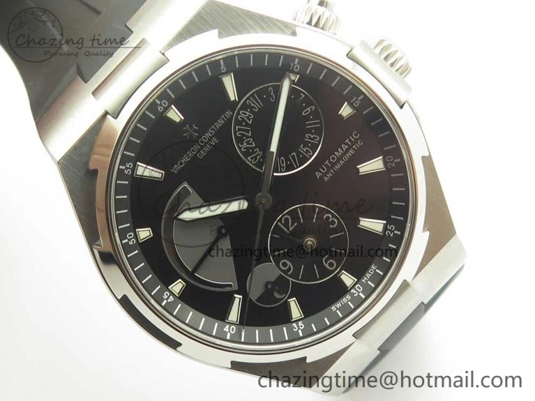 Overseas Dual Time Power Reserve TWA Best Edition Black Dial on Black Rubber Strap A1222