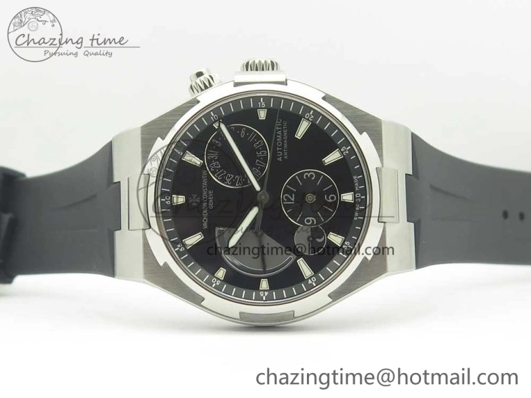 Overseas Dual Time Power Reserve TWA Best Edition Black Dial on Black Rubber Strap A1222