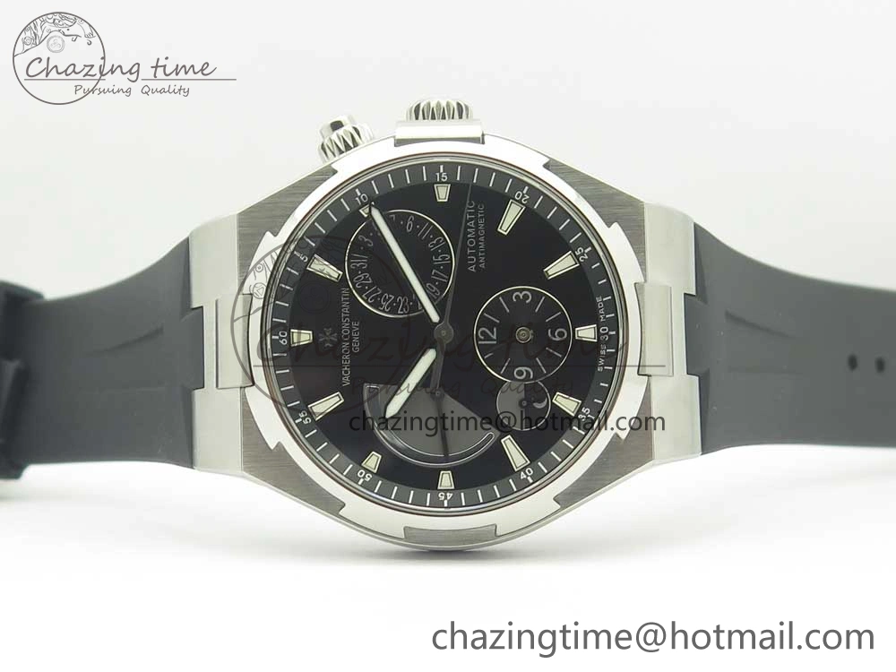 Overseas Dual Time Power Reserve TWA Best Edition Black Dial on Black Rubber Strap A1222