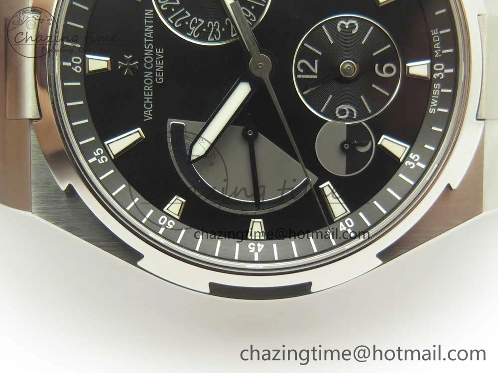 Overseas Dual Time Power Reserve TWA Best Edition Black Dial on Black Rubber Strap A1222