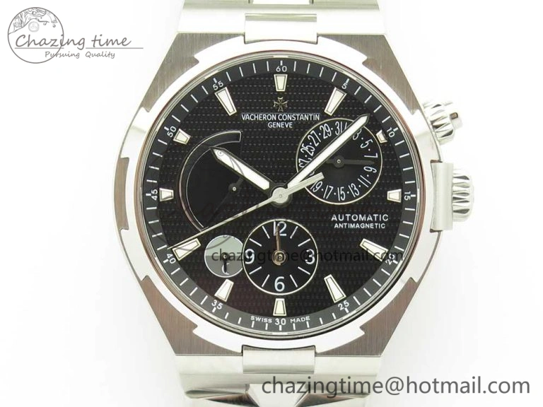 Overseas Dual Time Power Reserve TWA Best Edition Black Dial on SS Bracelet A1222