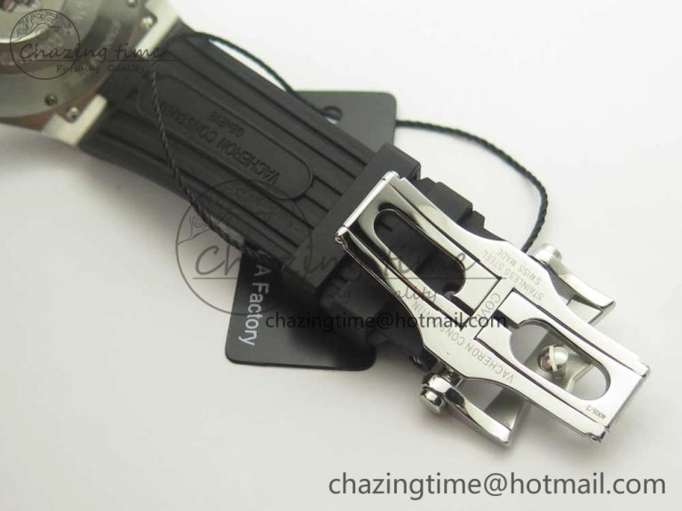 Overseas Dual Time Power Reserve TWA Best Edition Silver Dial on Black Rubber Strap A1222