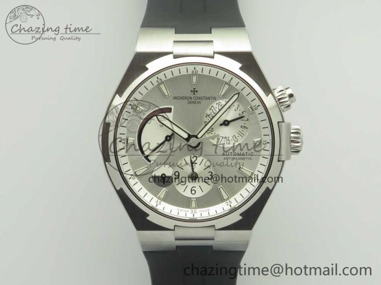 Overseas Dual Time Power Reserve TWA Best Edition Silver Dial on Black Rubber Strap A1222
