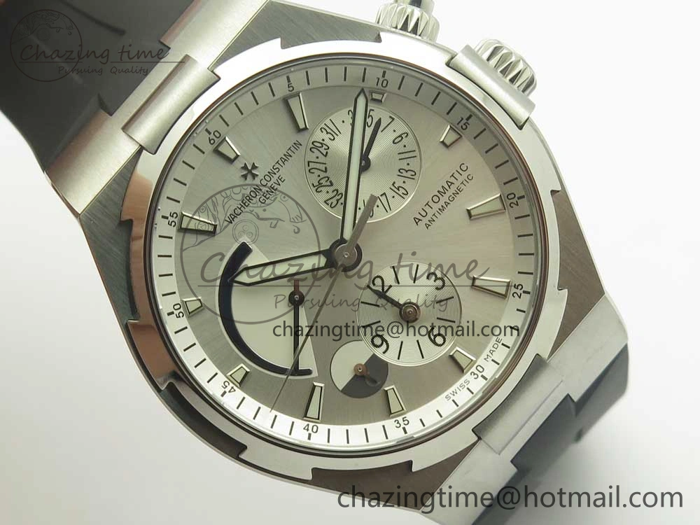 Overseas Dual Time Power Reserve TWA Best Edition Silver Dial on Black Rubber Strap A1222