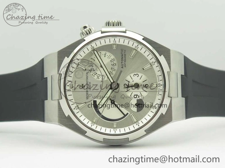 Overseas Dual Time Power Reserve TWA Best Edition Silver Dial on Black Rubber Strap A1222