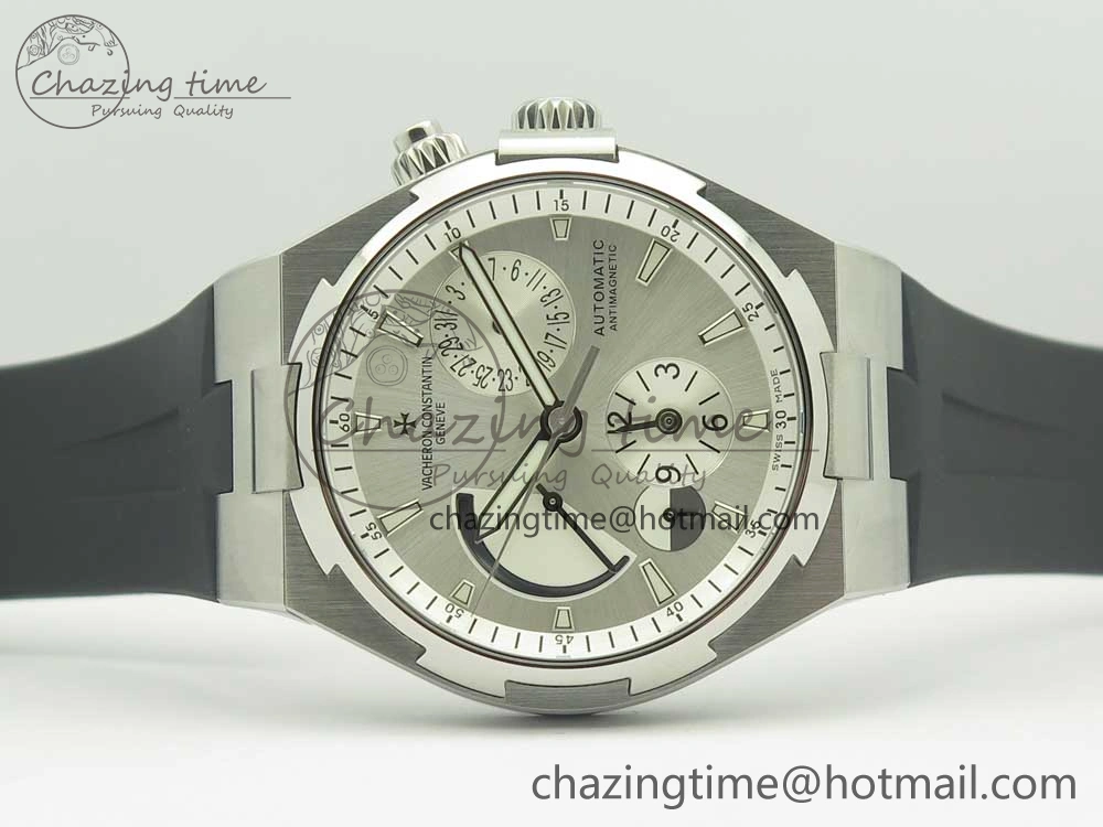 Overseas Dual Time Power Reserve TWA Best Edition Silver Dial on Black Rubber Strap A1222