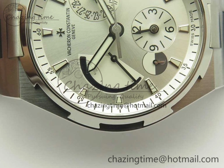 Overseas Dual Time Power Reserve TWA Best Edition Silver Dial on Black Rubber Strap A1222