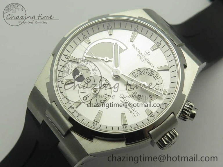 Overseas Dual Time Power Reserve TWA Best Edition Silver Dial on Black Rubber Strap A1222