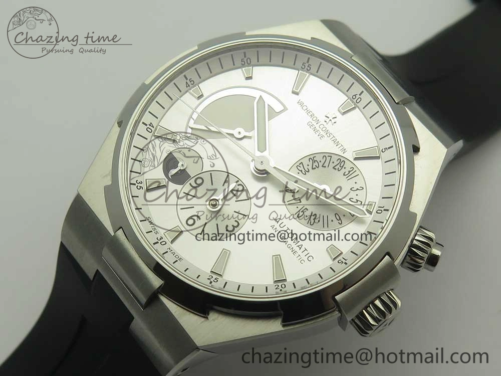 Overseas Dual Time Power Reserve TWA Best Edition Silver Dial on Black Rubber Strap A1222