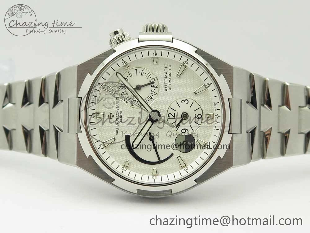 Overseas Dual Time Power Reserve TWA Best Edition White Dial on SS Bracelet A1222