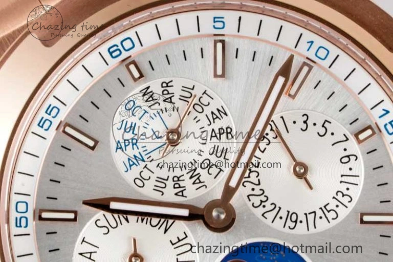 Overseas Perpetual Calendar RG 8F Best Edition Silver Dial on RG Bracelet A1120