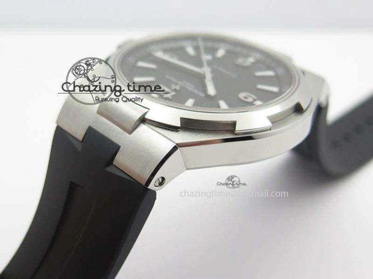 Overseas SS JJF 1:1 Best Edition Black Dial On Rubber Strap MIYOTA 9015