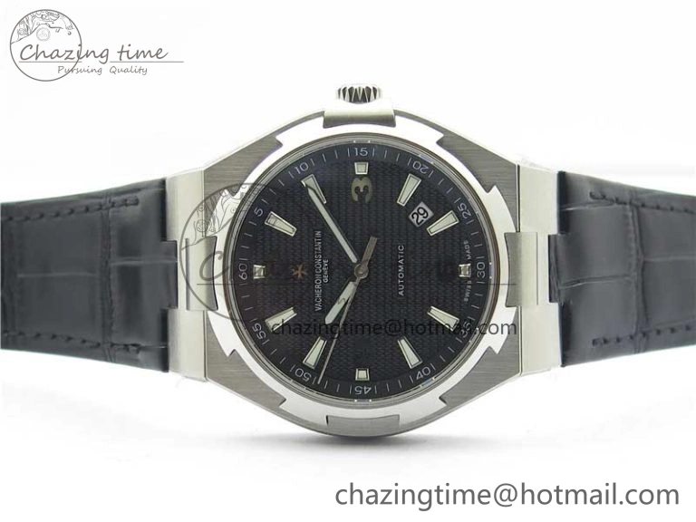 Overseas SS MKS 1:1 Best Edition Black Dial on Black Leather Strap MIYOTA 9015