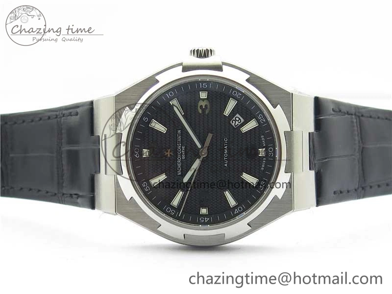 Overseas SS MKS 1:1 Best Edition Black Dial on Black Leather Strap MIYOTA 9015