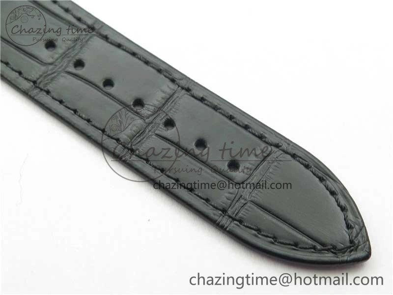 Overseas SS MKS 1:1 Best Edition Black Dial on Black Leather Strap MIYOTA 9015