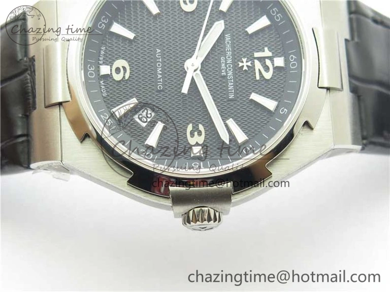 Overseas SS MKS 1:1 Best Edition Black Dial on Black Leather Strap MIYOTA 9015