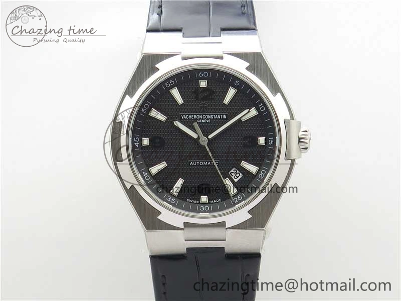 Overseas SS MKS 1:1 Best Edition Black Dial on Black Leather Strap MIYOTA 9015