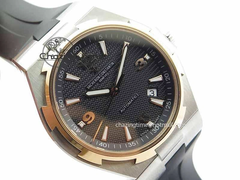 Overseas SS RG JJF 1:1 Best Edition Black Dial On Rubber Strap MIYOTA 9015