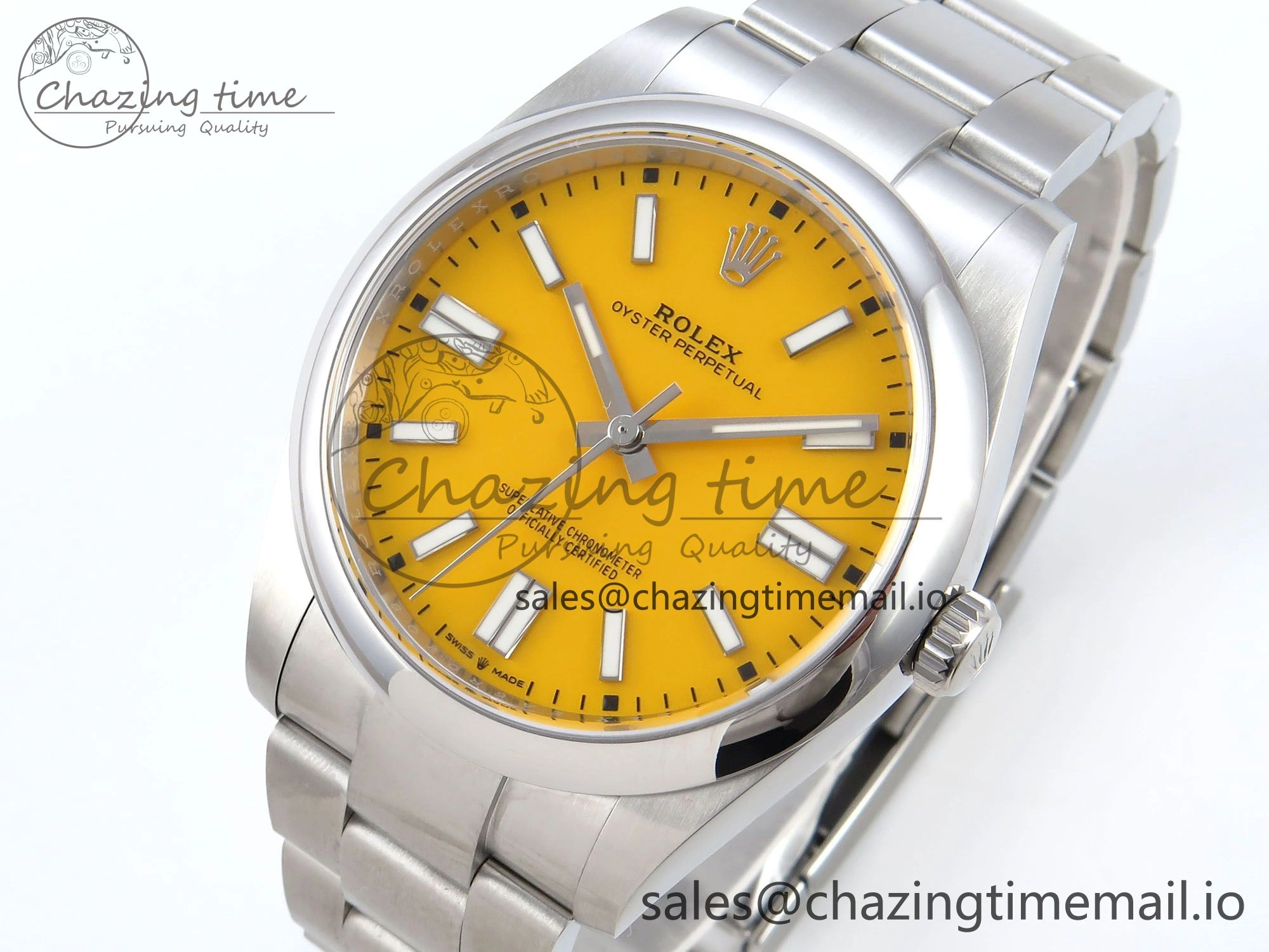 Oyster Perpetual 124300 41mm EWEF Best Edition 904L Steel Yellow Dial A3230
