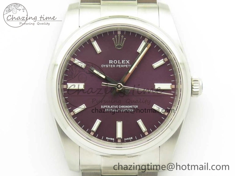 Oyster Perpetual 34mm 114200 UBF 1:1 Best Edition Grape Dial on SS Bracelet A2836