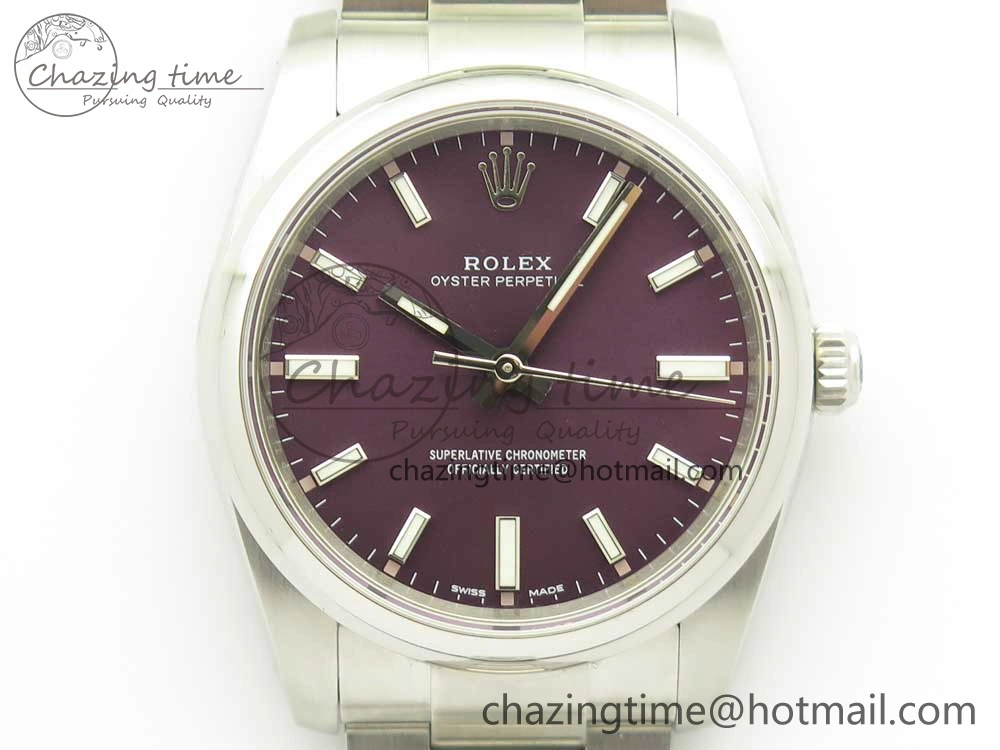Oyster Perpetual 34mm 114200 UBF 1:1 Best Edition Grape Dial on SS Bracelet A2836