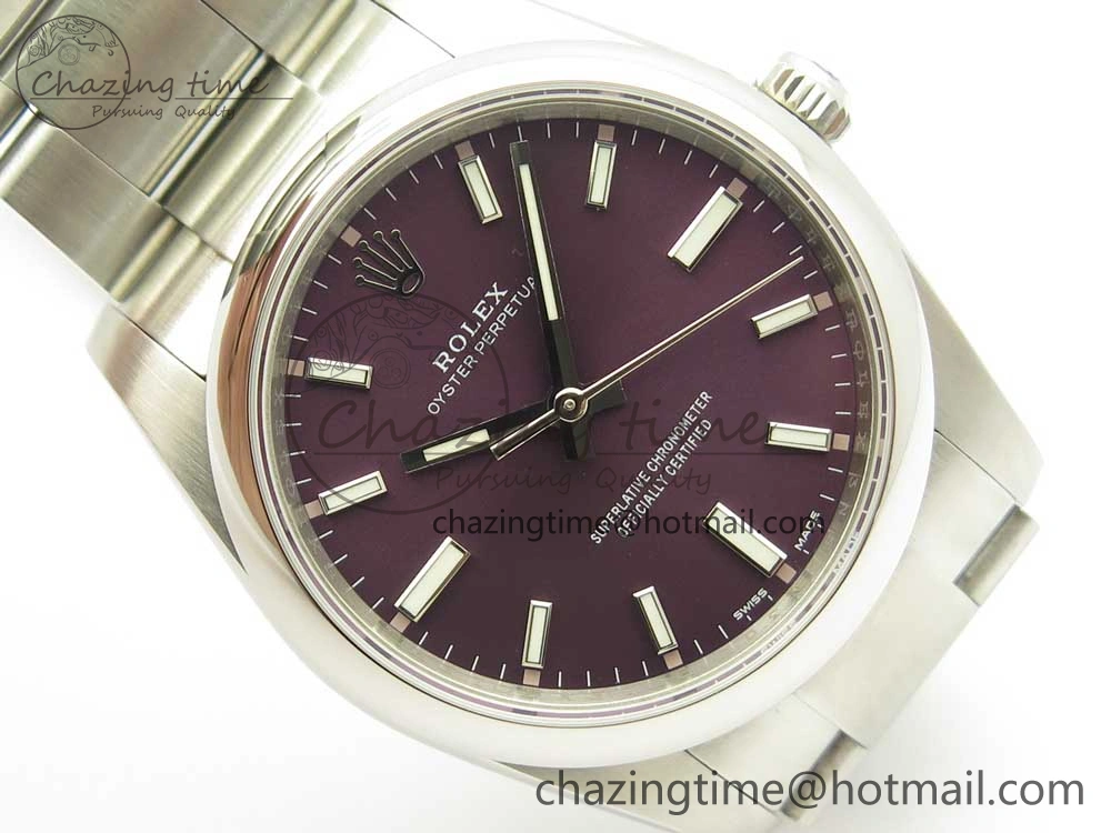 Oyster Perpetual 34mm 114200 UBF 1:1 Best Edition Grape Dial on SS Bracelet A2836